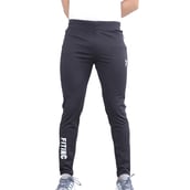 3 - Fitinc Men's Lycra Slim Fit Track Pants with 2 Side Zipper Pockets and Logo,  Black  Large 