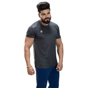 2 - Omtex Gym Polyester T Shirt TS1801,  Dark Grey  Small 