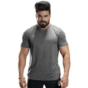 1 - Omtex Gym Polyester T Shirt TS1801,  Light Grey  Large 