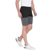 3 - Masch Mens Regular Fit Polyester Shorts,  XXL  Black and Grey 