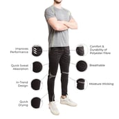 2 - Fitup Life Solid Men Track Pants with Grey Strip,  Black  Small 