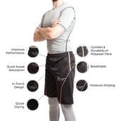 2 - Fitup Life Solid Men Shorts,  Small  Black with Orange 