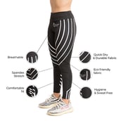 2 - Fitup Life Women Grey Striped Tights, Black Medium