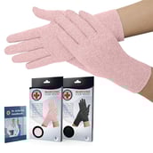 2 - Dr. Arthritis Developed Full Fingered Compression Gloves,  Pink with Hand Book (Pair)  Small 