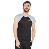 2 - Masch Mens Regular Fit Polyester Active T Shirt (MSTS1017 SLCS BG),  Black and Grey  Large 