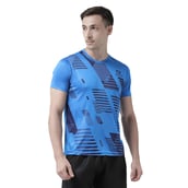 2 - Masch Mens Regular Fit Polyester Active T Shirt (MSTS 0619 HSP GMTD IB), India Blue Large