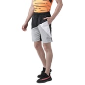 3 - Masch Mens Regular Fit Polyester Shorts (MSSH 0619 CS 3STRICLR BGW),  Medium  Black Grey and White 