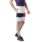3 - Masch Mens Regular Fit Polyester Shorts (MSSH 0619 CS FMP2CLR WNBR), Small White Navy Blue and Red