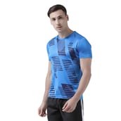 3 - Masch Mens Regular Fit Polyester Active T Shirt (MSTS 0619 HSP GMTD IB), India Blue Large