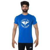 DK Active Wear Half Sleeve Gym T Shirt (Hulk),  Royal Blue and White  Large 