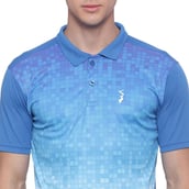 4 - Campus Sutra Ombre Men Polo Neck T Shirt,  Royal Blue & White  Large 