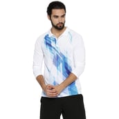 2 - Campus Sutra Graphic Print Men Polo Neck T Shirt,  White  Large 