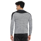 2 - Campus Sutra Striped Men Mandarin Collar T Shirt,  Grey  XL 