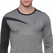 4 - Campus Sutra Solid Men Round or Crew T Shirt,  Black & Grey  Large 