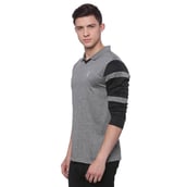 3 - Campus Sutra Color Block Men Polo Neck T Shirt, Black & Grey Medium