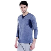 3 - Campus Sutra Self Design Men Round or Crew T Shirt,  Blue  Medium 