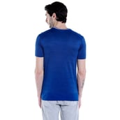 2 - Campus Sutra Solid Men Mandarin Collar Half Sleeve T Shirt,  Blue  Large 