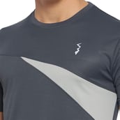 4 - Campus Sutra Solid Men Round or Crew Half Sleeve T Shirt, Blac & Grey Large