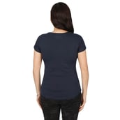 3 - Vector X Printed Cotton Lycra Women Round Neck T Shirt (VTDF 036),  Navy Blue  XL 