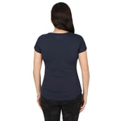 3 - Vector X Printed Cotton Lycra Women Round Neck T Shirt (VTDF 036),  Navy Blue  XXL 