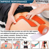 3 - Strauss Kinesiology Sports Tape, Orange 5 m