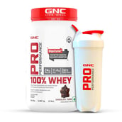 1 - GNC Pro Performance 100% Whey Protein & White Shaker 700 ml Combo,  2 lb  Chocolate Fudge 