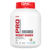 2 - GNC Pro Performance Weight Gainer & Black Steel Shaker 750ml Comb,  6.6 lb  Vanilla Ice Cream 