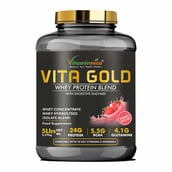 1 - Vitaminnica Vita Gold Whey Protein Blend, 5 lb Strawberry Cheese Cake