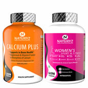 2 - Naturyz Calcium Plus 120 Tablets & Women's Sport & Fitness Multivitamin 60 Tablets Combo, 2 Piece(s)/Pack Unflavoured
