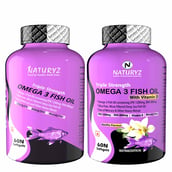 2 - Naturyz Triple Strength Omega 3 Fish Oil 60 Softgels & Triple Strength Omega 3 Fish Oil with Vitamin D Vanilla 60 Softgels Combo, 2 Piece(s)/Pack