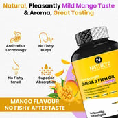4 - Naturyz Triple Strength Omega 3 Fish Oil with Vitamin D3 Mango, 60 softgels
