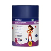 9 - Gritzo Iron Gummies with Folic Acid and Vitamin C for 10+ Years Girls,  30 gummies 