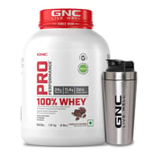 1 - GNC Pro Performance 100% Whey Protein, 4 lb Chocolate Supreme with Steel Shaker 750ml Combo