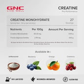 10 - GNC Pro Performance Pure Micronized Creatine Monohydrate, Orange with Steel Shaker 750ml 0.22 lb