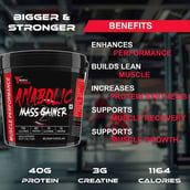 6 - Muscle Performance Anabolic Mass Gainer with Creatine Monohydrate 0.66 lbs, Steel Shaker & Gym Bag Combo, 11 lb Belgium Chocolate