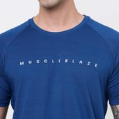 6 - MuscleBlaze Active Tee Half Sleeve, Medium Teal Blue