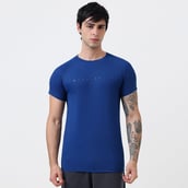 1 - MuscleBlaze Patterned Dry-Fit Active Tee Half Sleeve,  X-Large  Poseidon 
