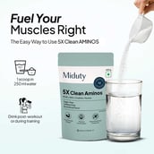 14 - Miduty 5X Clean Aminos BCAA + EAA + Creatine + Taurine, 420 g 30 Servings Unflavoured