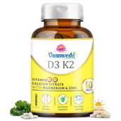 Vaamveda Vitamin D3 K2 Calcium Joint Support Supplements with Zinc Magnesium, 60 tablet(s) Unflavoured