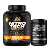 1 - MuscleTech Nitrotech 100% Whey Gold 4 lb Double Rich Chocolate (India) & Platinum 100% Creatine Combo, 0.55 lb Unflavoured