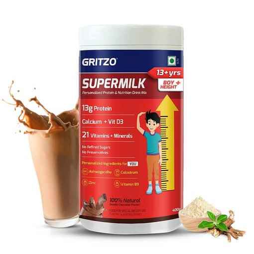 Supermilk Gritzo Height+ 13+ Yrs Boy Personalized Protein & Nutrition Drink Mix