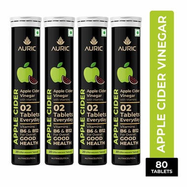 Auric Apple Cider Vinegar with Vitamins- 80 tablet(s) Green Apple