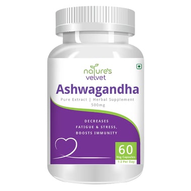 Natures Velvet Ashwagandha Pure Extract (500 mg), 60 capsules