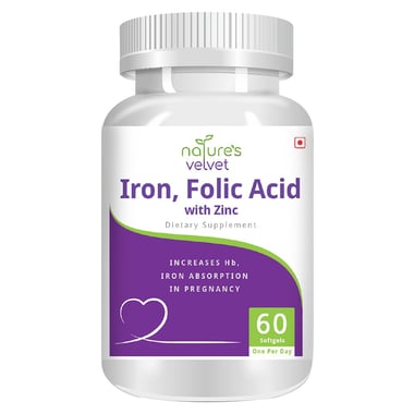 Natures Velvet Iron & Folic Acid with Zinc, Unflavoured 60 tablet(s)