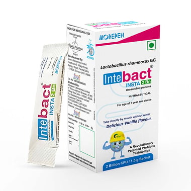 Dr. Morepen Intebact Insta 2 Bn Probiotic, 6 sachets/pack Delicious Vanilla
