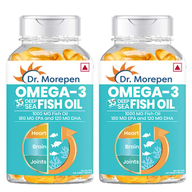 Dr. Morepen Omega-3 Deep Sea Fish Oil 1000mg (Pack of 2),  60 softgels 
