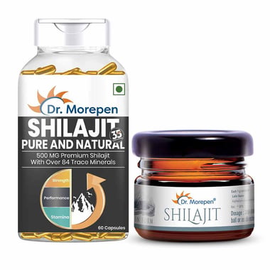 Dr. Morepen Shilajit 60 Capsules & Shilajit Resin 15g Combo, 2 Piece(s)/Pack