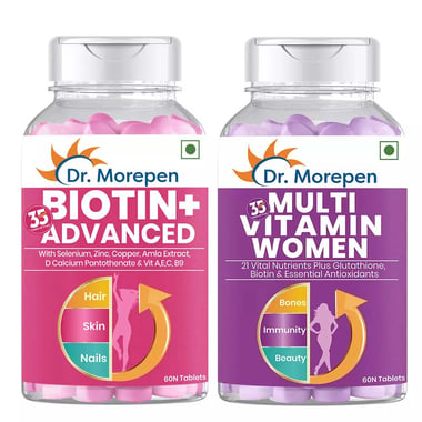Dr. Morepen Biotin+ Advanced & Multivitamin Women Combo,  60 tablet(s)  Unflavoured 