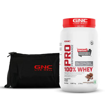 GNC Pro Performance 100% Whey Protein & Gym Bag Combo,  2 lb  Chocolate Supreme 