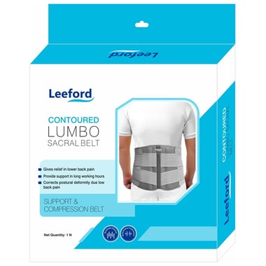 Leeford Contoured Lumbo Sacral Belt with Spica for Back Support,  Grey  Small 